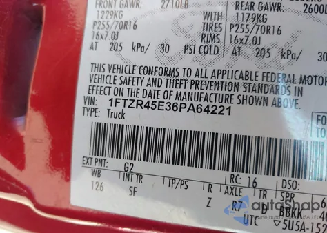 2006 Ford Ranger Fx4 Level Ii/Fx4 Off-Road/Sport/Xlt из США, поврежденный, VIN 1FTZR45E36PA64221